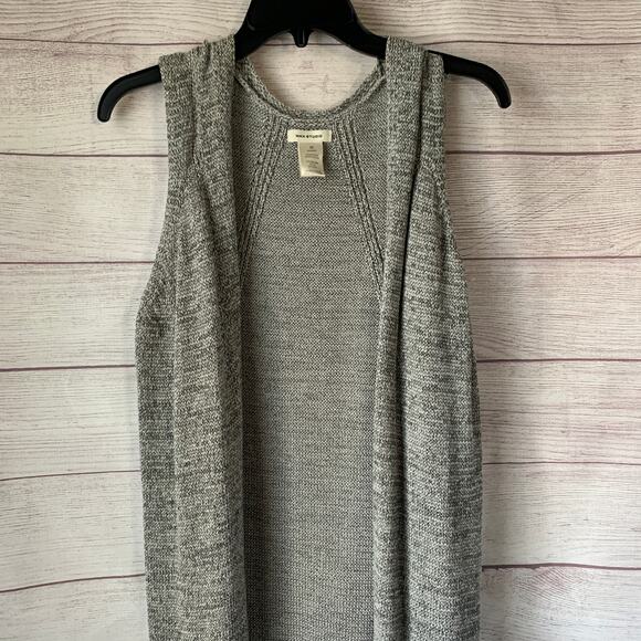 Max Studio Long Gray Knit Cardigan Sweater Vest Sleeveless Duster Open Front M - Picture 2 of 10